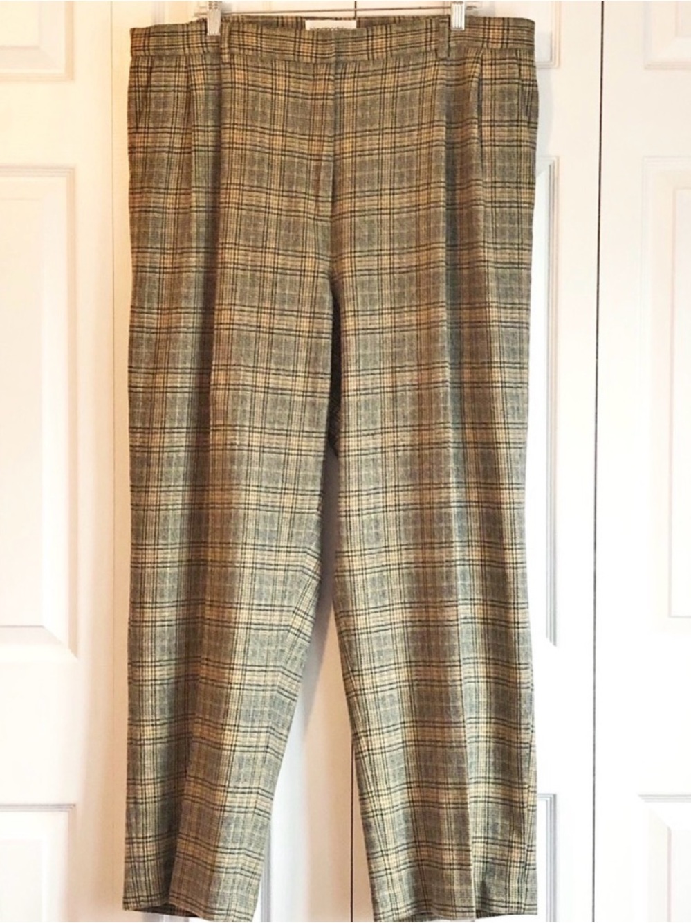 Bloomingdale's Tan Glen Plaid Wool Cashmere Pants 20W